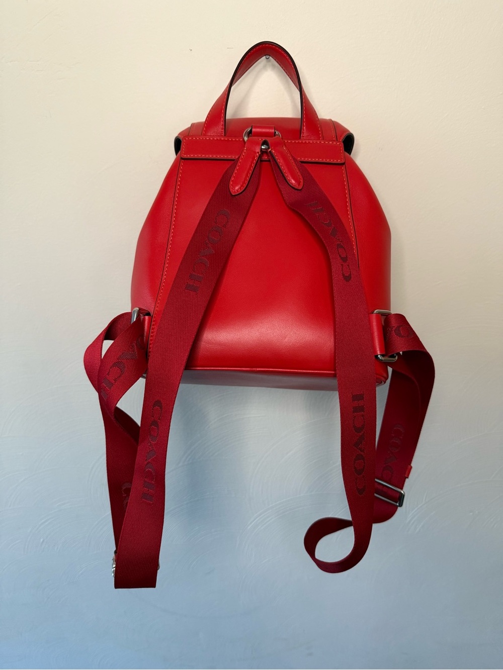 Coach Small Red Leather Pace Backpack with Front Pocket - Picture 4 of 9